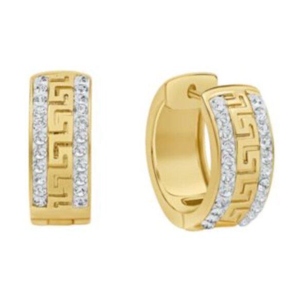 And Now This Crystal Greek Key Hoop Earrings - Picture 1 of 3